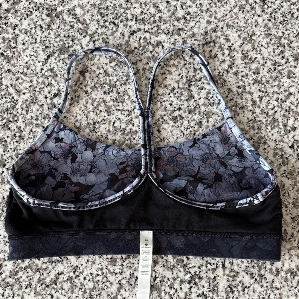 Lululemon Flow Y Floral Print Sports Bra Size 10 - Picture 5 of 10